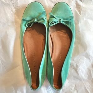 Sz 8 Marc Jacob Turquoise Suede Ballet Flats